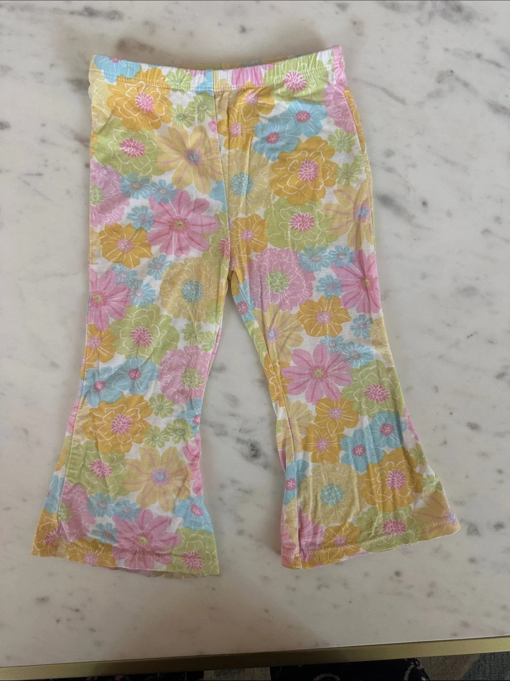 Angel Dear Pastel Floral Bell Bottom Pants